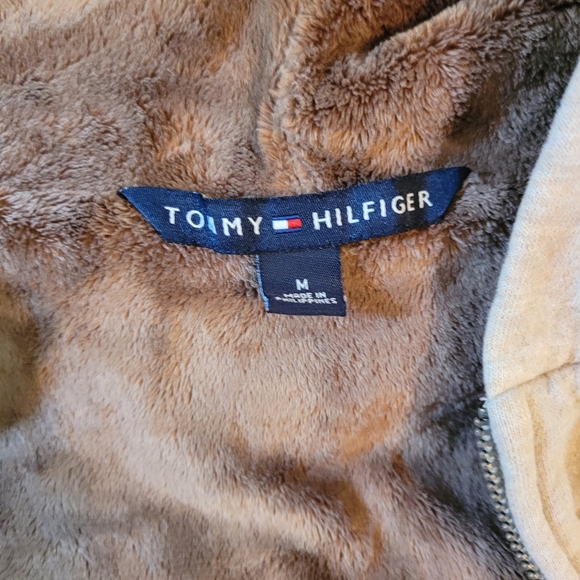 Tommy Hilfiger | Tan and Dark Brow Fuzzy Zip-up Hoodie - Picture 3 of 4